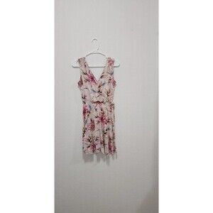Lascana Women Floral Sleeveless Flowy Coastal Relaxed  Mini Wrap Y2k Dress Sz 36